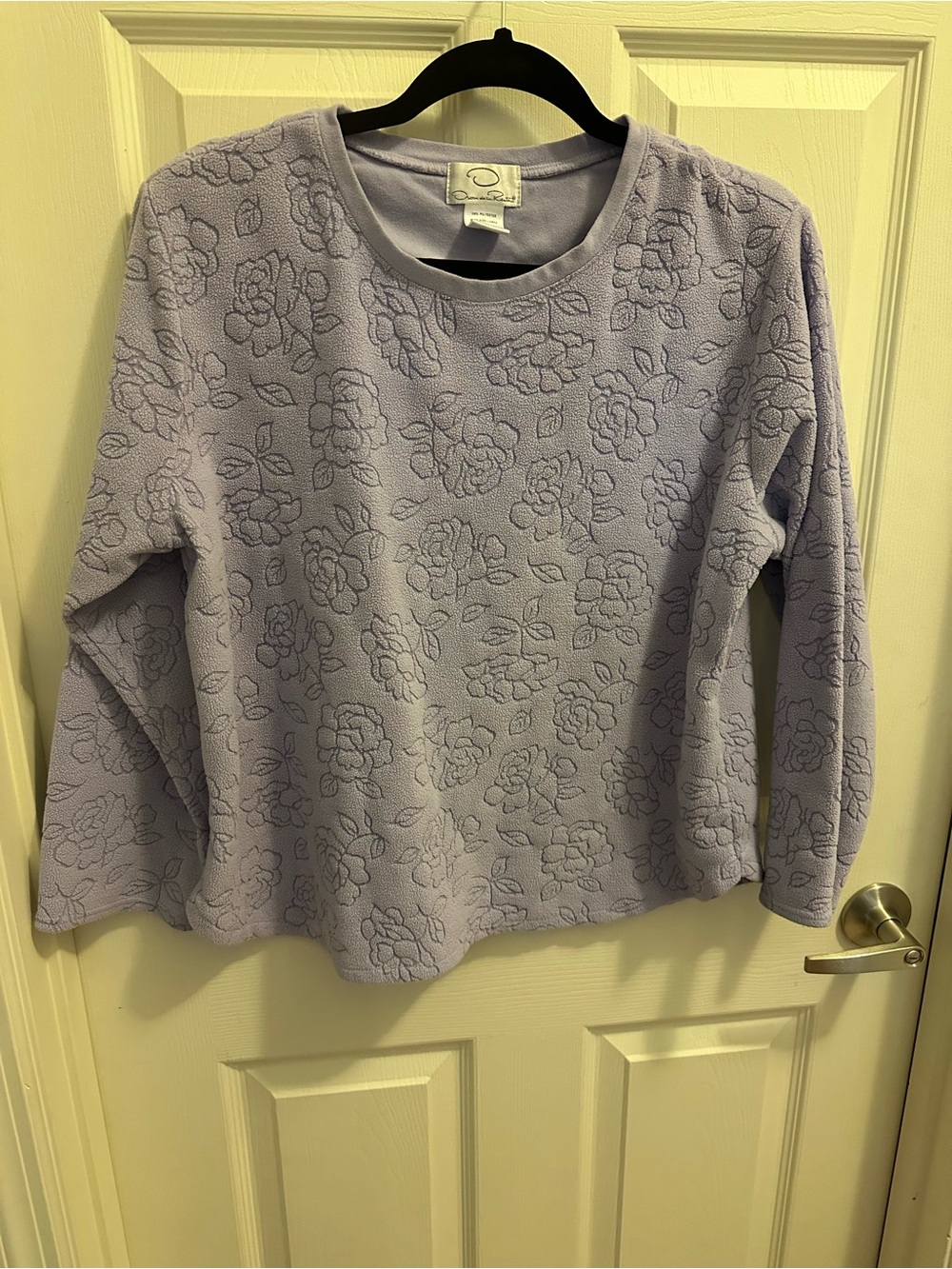 Oscar de la Renta Lavender Embossed Floral Crewneck Sweatshirt